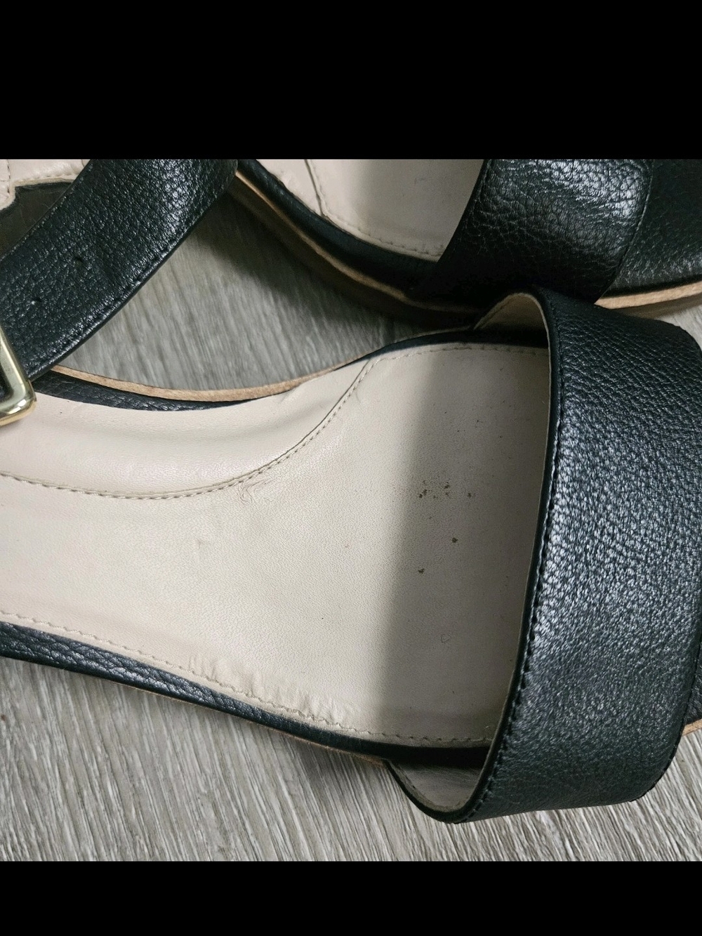 Cole Haan Anette Black Tumbled Leather Ankle Strap Block Heel Sandal 8.5 - Picture 7 of 10